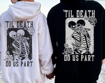 Til Death Do Us Part Couple Hoodies Personalized Mr Mrs Date Sweatshirt Matching Couples Outfits Wedding Anniversary Gift For Wife Husband