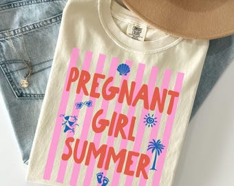 Pregnant Girl Summer Shirt, Pregnancy Reveal Shirt, Baby Announcement Tee, Summer Baby Shower Tshirt, New Mom Shirt, Mothers Day Gift
