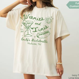 Weenies and Martinis Bachelorette Comfort Colors Shirt Custom Weenies and Tinis Bachelorette Party T Shirt Hot dog Martini Hens Do Outfits