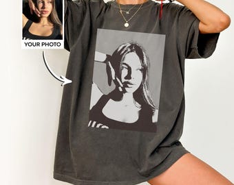 Comfort Colors® T-shirt met eigen foto, gepersonaliseerd vintage T-shirt met foto, upload je eigen afbeelding, T-shirt met gezicht van vriend of vriendin
