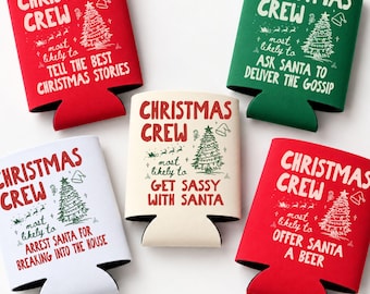 Funny Most Likely To Christmas Crew Can Cooler, Christmas Family Holiday Party Favor, Friendsmas Group Gift, Coworker Christmas Drink Sleeve