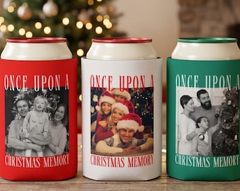 Personalized Christmas Photo Can Cooler, Custom Christmas Family Picture Gift, Holiday Memory Keepsake, Family Christmas Party Favor