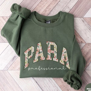 Sudadera floral Para, camiseta retro de asistente de profesor de educación especial, regalo para profesor auxiliar de educación especial