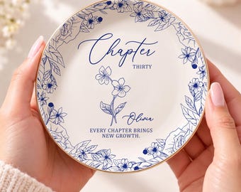Personalized 30th Birthday Jewelry Dish, Chapter Thirty Ring Dish, Custom Name Milestone Gift for Her, Best Friend Keepsake