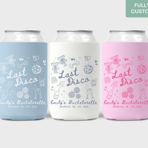 Last Disco Bachelorette Can Cooler Disco Bachelorette Party Slim Can Holder Custom Disco Bridal Shower Decor Disco Hens Party Drink Sleeve