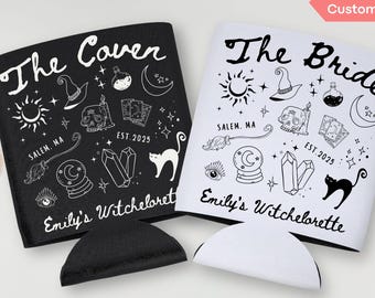 Witchy Bachelorette Can Cooler Decor Custom Halloween Bachelorette Slim Can Holder Spooky Bride Coven Drink Sleeve Gothic Bridal Party Favor