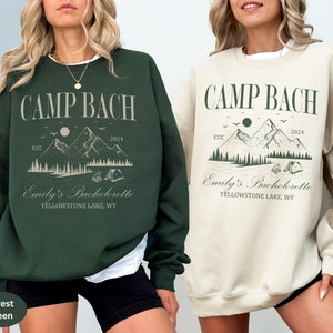 Custom Camping Bachelorette Sweatshirt, Personalized Camp Bachelorette Party Shirts, Luxury Bachelorette Merch, Camp Bach, Bridal Party Gift