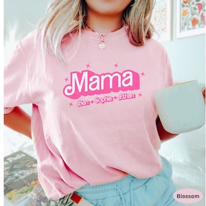 Custom Mama T Shirt Comfort Colors® Tees with Kid Names, Cute Pink New Mom Shirt, Mommy T-Shirt, Mother's Day Gift For Mom,Mama To Be TShirt