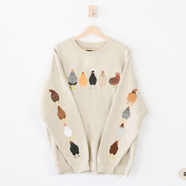 Chicken Sweatshirt For Women Chicken Lover Gift  Sleeve Print Sweatshirt  Funny Chicken Lady Shirt  Farm Animal Gift  Fall Mom Sweatshirt