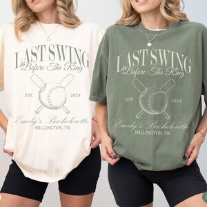 Custom Baseball Bachelorette Shirts  Sports Bachelorette Party Shirt  Luxury Bach Merch  Baseball Bach Club Tshirts  Last Swing  Bride To Be