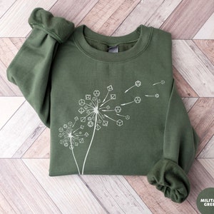 Dnd T Shirts, Dungeon Master Sweatshirt, Dandelion Flower Dice, Dnd Gifts for Dm T-Shirt, d&d Apparel Funny, Dnd Birthday Gift, D20 Sweater