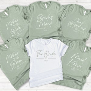 Maglietta personalizzata per addio al nubilato, festa di gruppo, squadra sposa, damigella d'onore, damigella d'onore, madre dello sposo, regalo, tribù della sposa