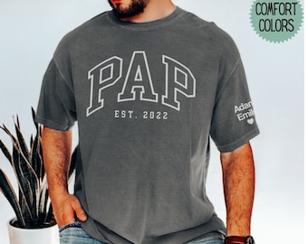 Custom Pap Shirt with kids Name On Sleeve Pap Sweat Shirt Pap Fathers Day Shirt For Dad Pap Birthday Gift For Grandpa Christmas Pap Gifts