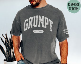 Custom Grumpy Shirt kids Name On Sleeve Grumpy Sweatshirt Grumpy Fathers Day Shirt Grumpy Birthday Gift For Grandpa Grumpy Christmas Gift
