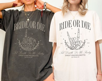 Bride Or Die Funny Bachelorette Party Shirts Til Death Do Us Party Halloween Bachelorette Favors Gothic Bachelorette Skeleton Bride Shirt