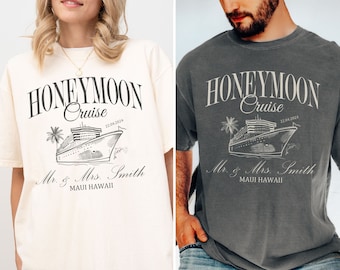 Custom Couples Honeymoon Cruise Shirt, Mr and Mrs Shirts, Just Married Shirt, Hubby Wifey Shirt, Mr. And Mrs. Tshirt, Honeymoon Vacation Tee