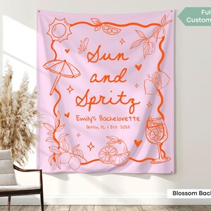 Aperol Spritz bachelorette banner featuring Sun and Spritz design, perfect for hen do signs, beach parties, and spritz bridal photos.