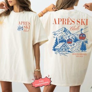 Personalized Apres Ski Club Shirt Comfort Color, Custom Location Winter Bachelorette Party TShirt, Family Aspen Colorado Ski Trip Sweatshirt