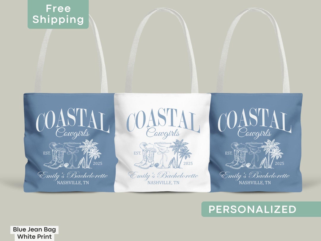 Custom Coastal Cowgirl Bachelorette Tote Bag Western Beach Bachelorette ...