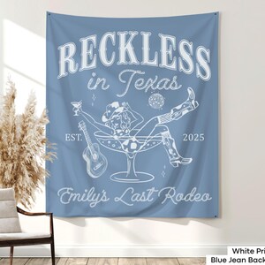 Benutzerdefinierte Reckless in Texas Bachelorette Banner Dekor Personalisierte letzte Rodeo Bach Party Tapisserie Disco Western Cowgirl Bach Hintergrund Zeichen Bild 9