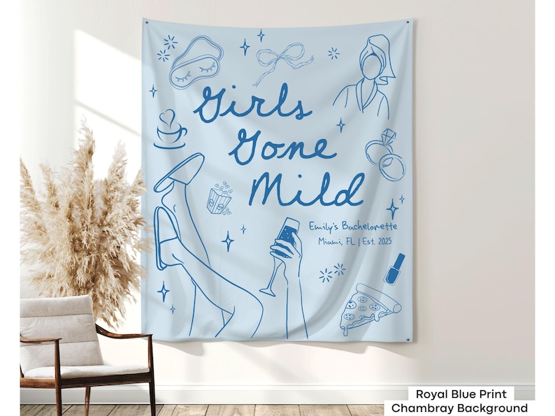 Make your Girls Night In extra special with this personalized bachelorette tapestry, designed for a stress-free, pampering weekend.