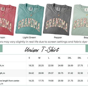 a women's t - shirt with the word grandma printed on it