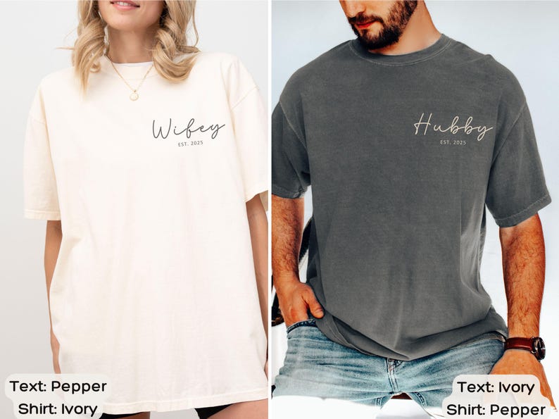 Custom Hubby Wifey Tshirt Comfort Colors Wedding Anniversary Milestone Gift For Parents 1st 10th 25th 50th Anniversary Hubs and Wifey Shirt