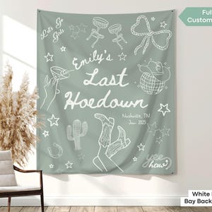 Nashville bach party banner with Last Ride Bach design, great for cowgirl crew pics and custom bridal bash setups.