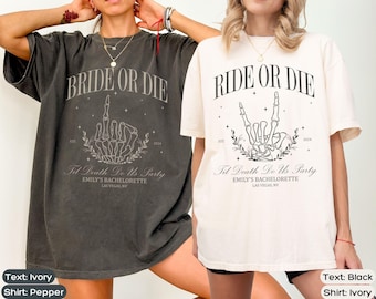 Braut oder sterben Lustige Junggesellinnenparty Shirts bis der Tod uns Party Halloween Bachelorette Favors Gothic Bachelorette Skeleton Braut Shirt