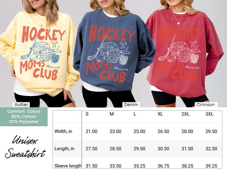 Comfort Colors® Hockey Moms Club Shirt, Personalized Player Name Number Hockey Mama Shirt, Game Day Team Mom Tshirt, Sports Mom Graphic Tee image 4