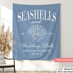 Whether for a beach birthday trip or a bridal bash, this seashell-themed bachelorette welcome sign is a must-have decor piece for ocean-inspired celebrations.