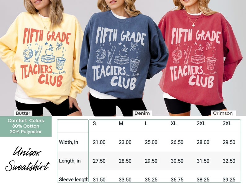 Comfort Colors® Personalized Fifth Grade Teachers Club Shirt, Custom 5th Grade Teacher Shirt, Elementary Teacher Gift, Back To School Tee image 4