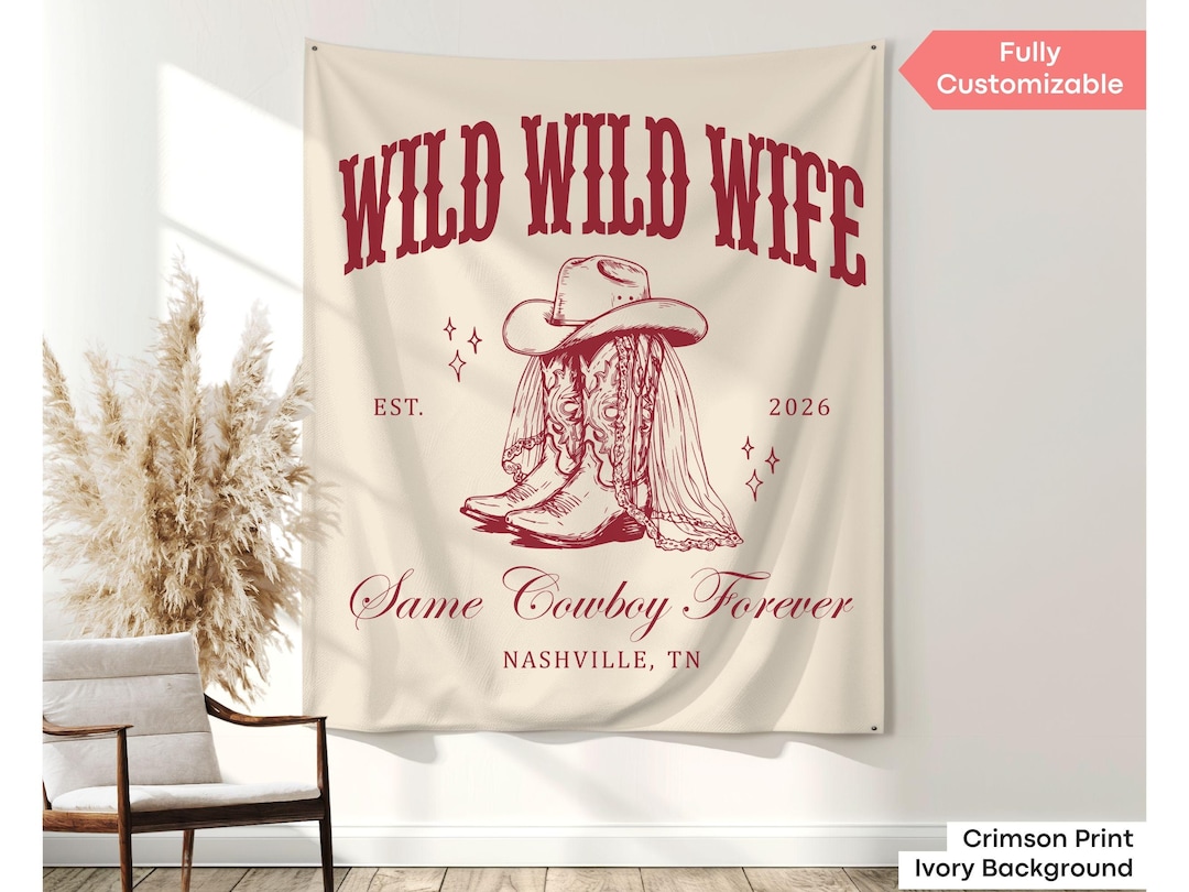 Custom Wild Wild Wife Bachelorette Party Banner Sign, Personalized
