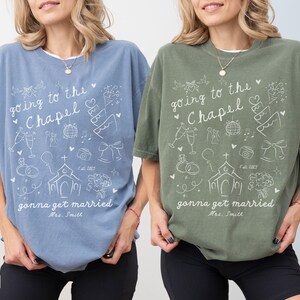 Whether for a bachelorette getaway or a cozy pre-wedding gift, this personalized chapel t shirt is a must-have for any bride preparing to say I do.