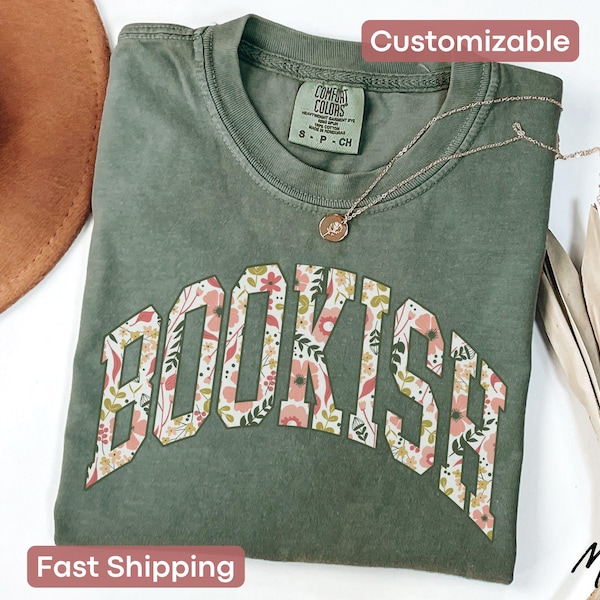 Floral Bookish Shirt Comfort Colors Book Shirts Women Bookish Sweatshirt Bookworm Long Sleeve T-Shirt Reading Teacher Gift For Book Nerd Tee