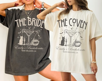 Custom Witchy Bachelorette Shirt Halloween Bachelorette Party Shirt Gothic Wedding Tee Witchy Bride Shirt The Coven Spooky Bridal Party Gift