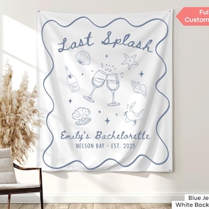 Custom Last Splash Bachelorette Banner Decor Beach Bachelorette Tapestry Coastal Bach Weekend Backdrop Cocktail Beach Bridal Party Sign