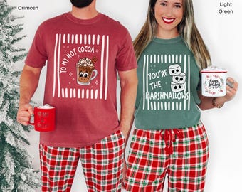 Comfort Colors® Funny Matching Couple Christmas Shirt, Naughty Husband Wife Holiday Tee, You're The Marshmallows To My Hot Cocoa T-Shirt