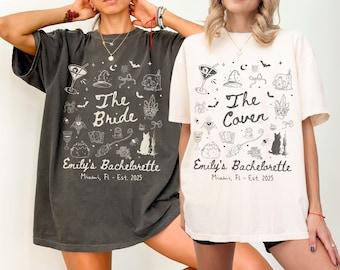 Custom Witchy Bachelorette Shirt Personalized Halloween Bachelorette Party TShirt The Bride The Coven T-Shirt Gothic Celestial Bach Outfits