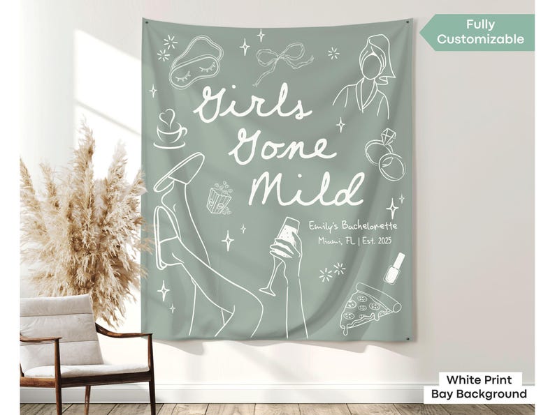 This movie-night-inspired bachelorette backdrop is perfect for brides who’d rather sip tea in robes than party in heels.