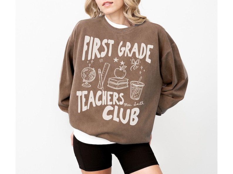 Comfort Colors® Personalized First Grade Teacher Shirt, First Grade Teachers Club TShirt, Custom 1st Grade Teacher T-Shirt Back To School image 14