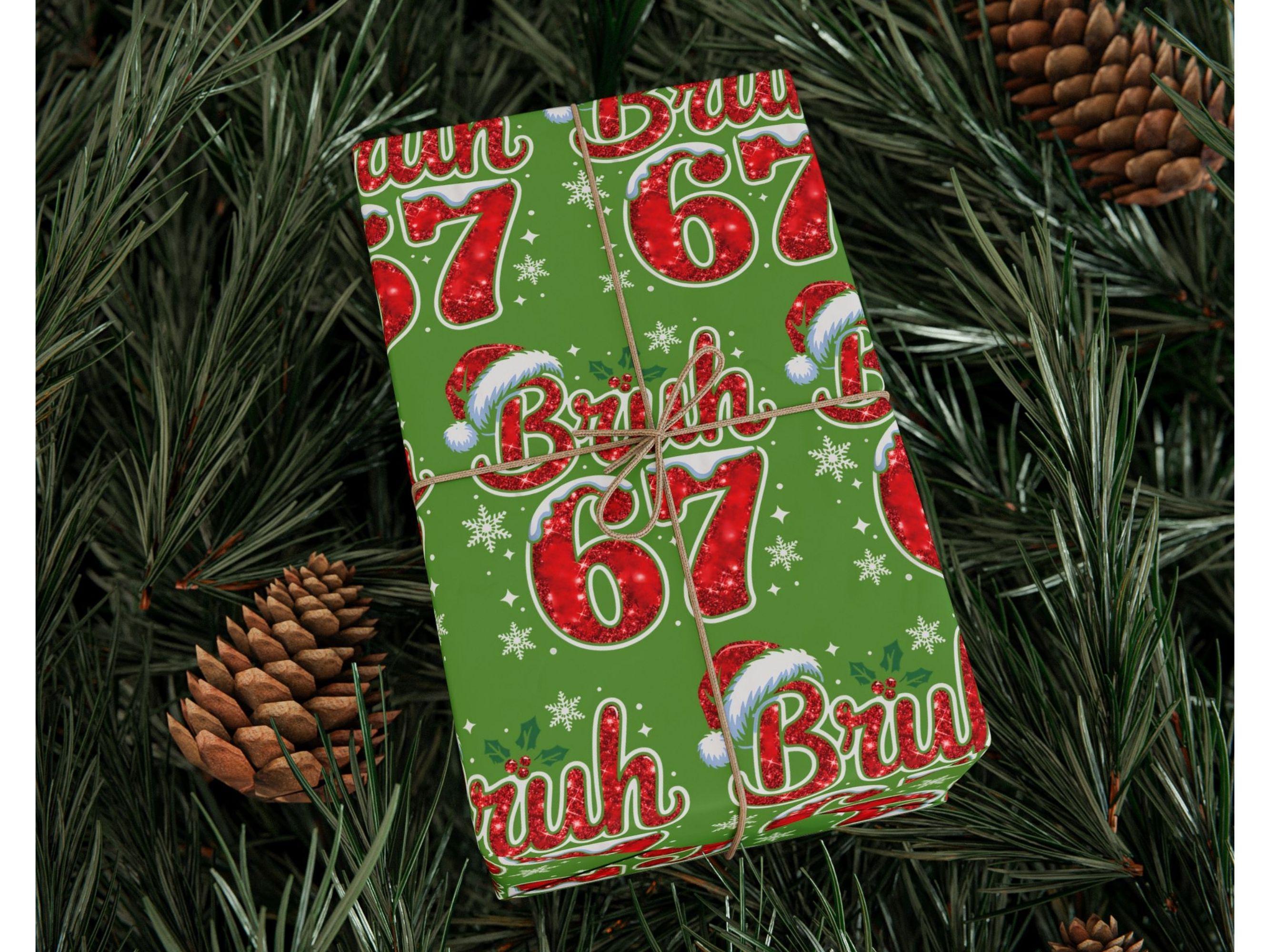67 Rapping Paper Bruh 67 Christmas Wrapping Paper: 6 7 Meme Holiday Wrapping Roll Gift ...