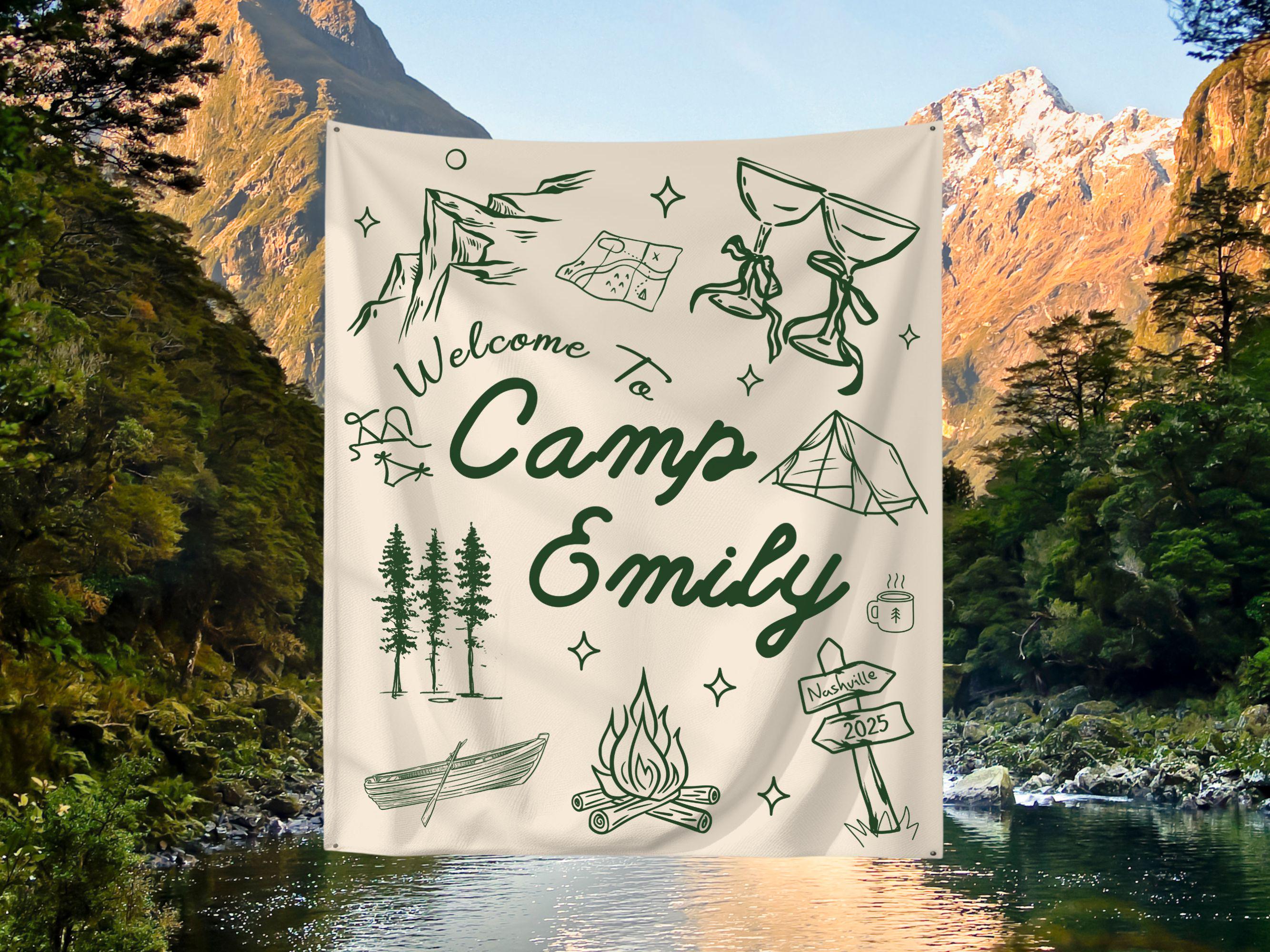 Camping Theme Happy Birthday Banner – Happy Camper Party Decor For Indoor/Outdoor - View #7