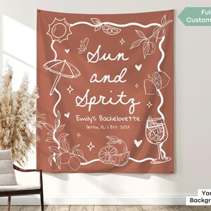 Sun and Spritz Bachelorette Banner: Custom Tropical Beach Bridal Shower Backdrop image 10