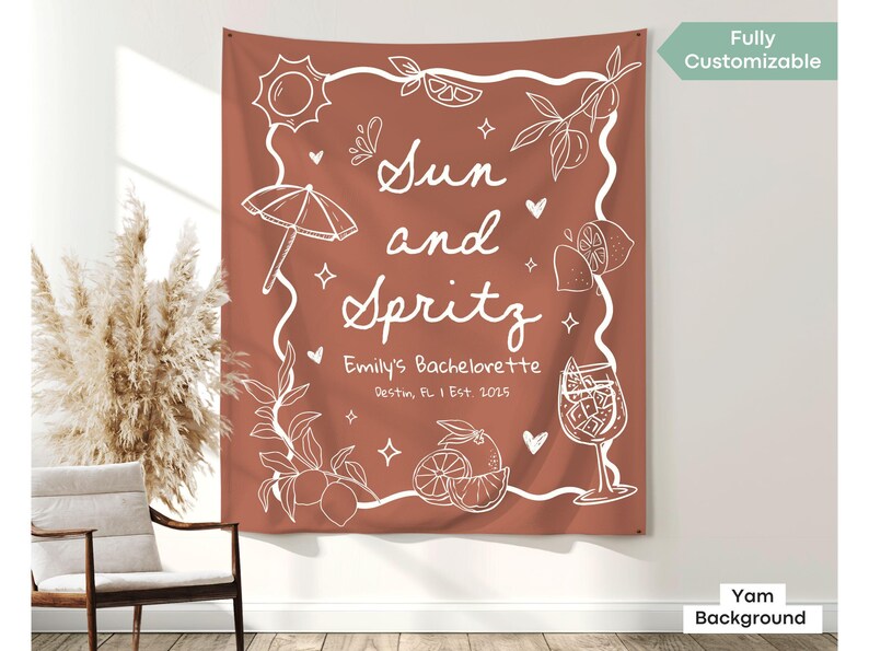 Sun and Spritz Bachelorette Banner: Custom Tropical Beach Bridal Shower Backdrop image 10