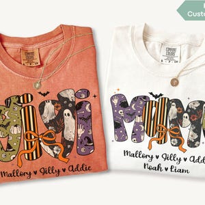 Maglietta personalizzata per la nonna di Halloween Gigi, maglietta personalizzata con nome Mimi Nana Gram, maglietta per la mamma di Halloween, maglietta a maniche lunghe con scritta &quot;Spooky Grand Grand&quot;.