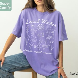 Mental health advocate shirt with a floral design and inspiring message, perfect for school counselors, social work teams, and community support staff.