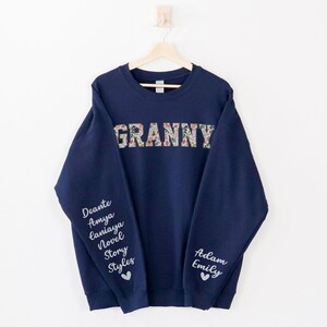 Personalized Granny Sweatshirt with Kid Name on Sleeve, Customized Granny Est Shirt Christmas Grandma Shirt Granny Mothers Day Gift image 15