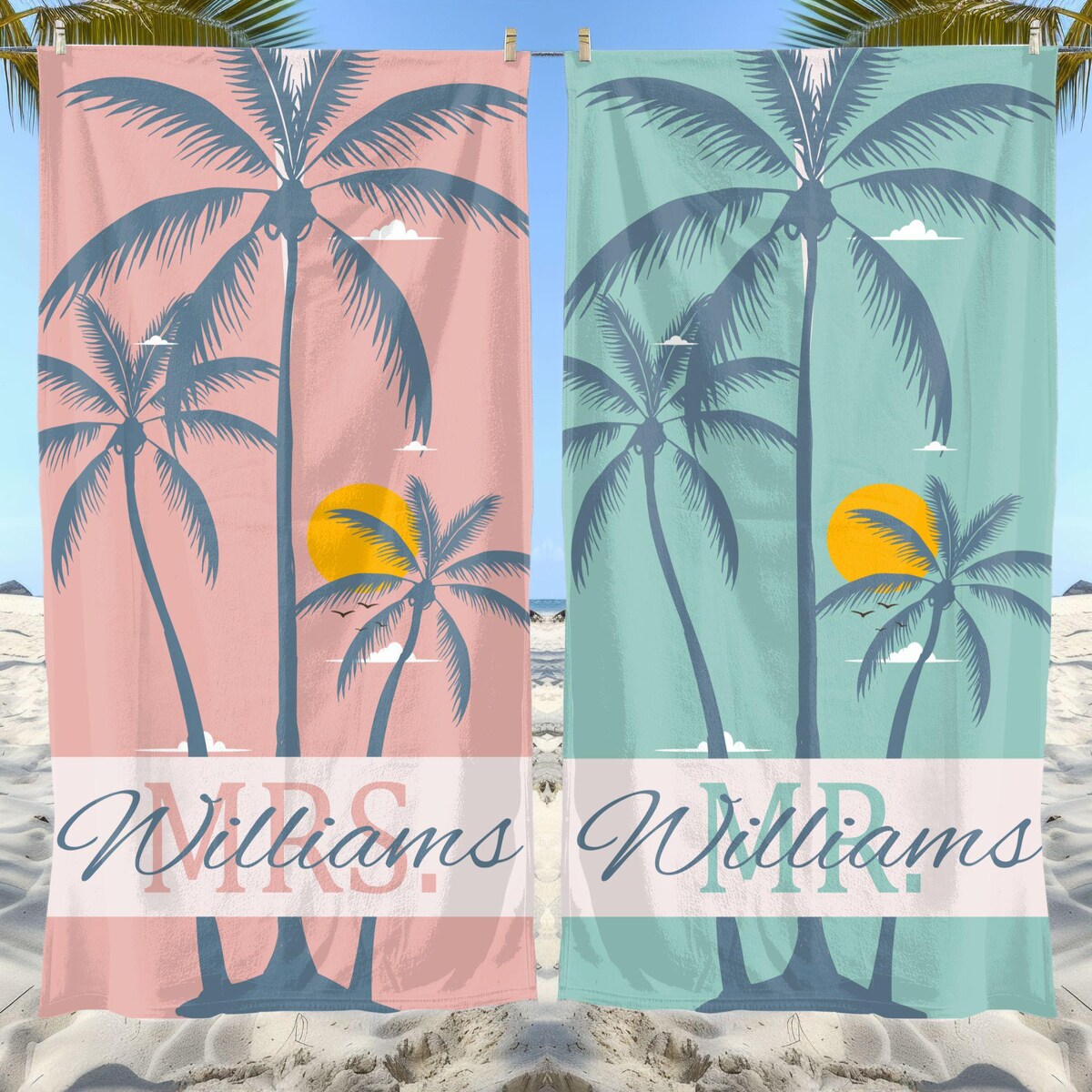 Personalized Mr and Mrs Beach Towel Set Honeymoon Vacation Gift for Just Married Couple Bride Groom Pool Towel Newlywed Gift for Wifey Hubby - Etsy