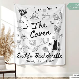 Halloween Bachelorette Party Decor Witchy Bachelorette Banner Spooky Gothic Bachelorette Tapestry The Coven Sign Witch Bride Photo Backdrop